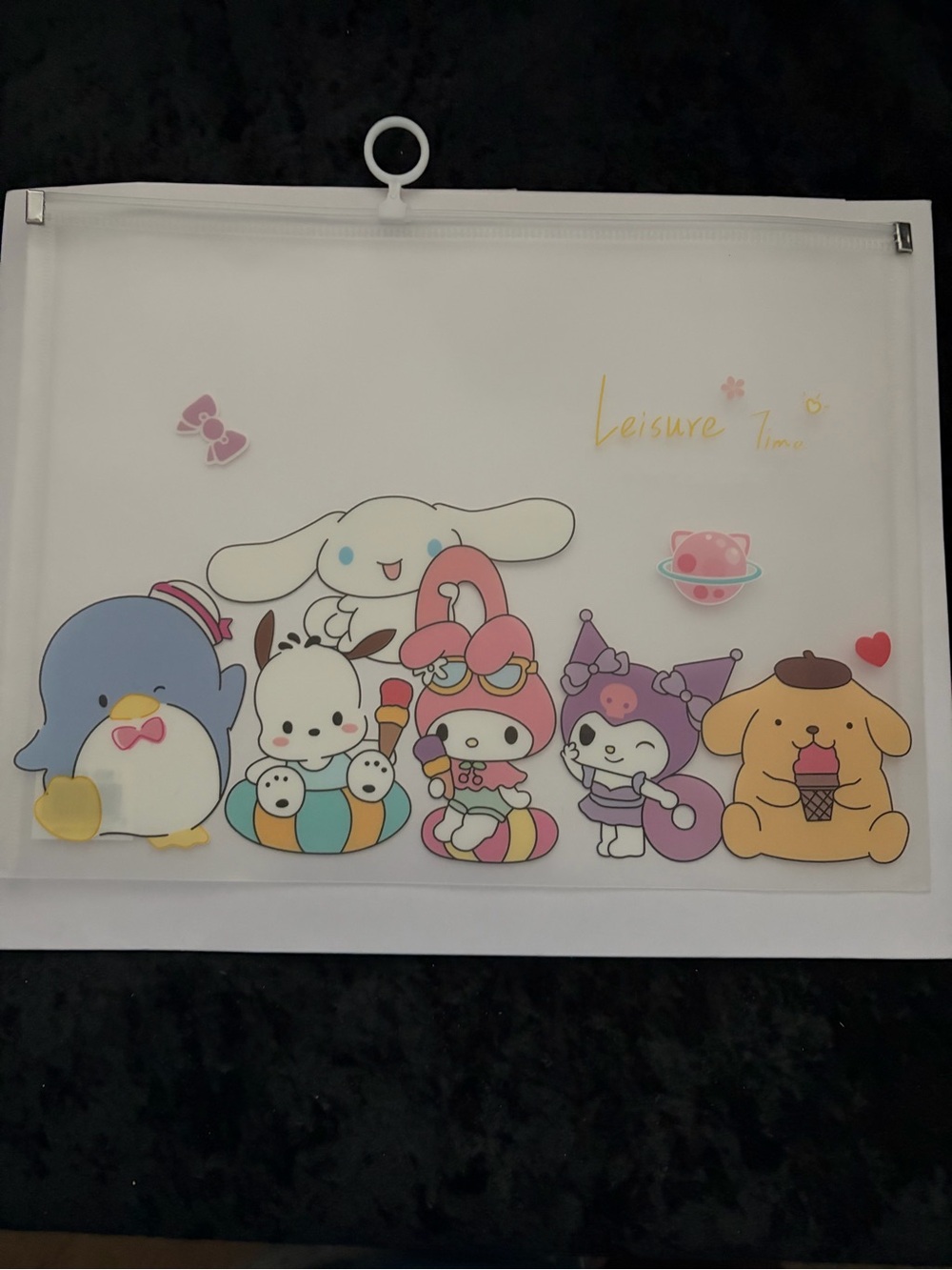Sanrio Characters Clear Hanging Storage Pouch - White with Pastel Accents